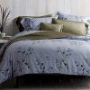 Eikei Vintage Botanical Flower Print Bedding 400tc Cotton Sateen Romantic Floral Scarf Duvet Cover 3pc Set Colorful Antique Drawing Of Summer Lilies Daisy Blossoms King Dusty Blue 0 100x100