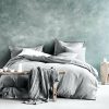 Eikei Washed Cotton Chambray Duvet Cover Solid Color Casual Modern Style Bedding Set Relaxed Soft Feel Natural Wrinkled Look King Ice Grey 0 100x100