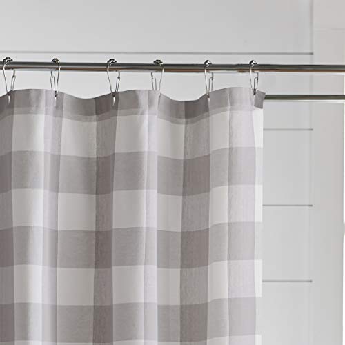 Elrene Home Fashions Farmhouse Living Buffalo Check Fabric Shower Curtain 72x72 GrayWhite 0 1