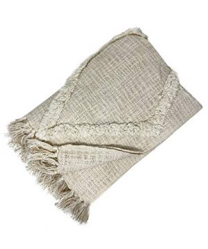 Elrene Home Fashions Farmhouse Living Rustic Vogue Aspen Diamond Tufted Fringe Blanket Throw For CouchSofaBedEveryday 50x60 Single Ivory 0 300x360