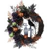 Fairy Crystal 24 Inch Halloween Wreath With Ghost Face Pumpkin Gravestone Crow Maple Leaf And Black Rose For Home Decor Farmhouse Indoor Outdoor Door Window Halloween Decoration 0 100x100