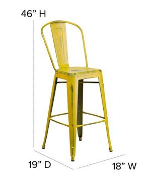 Flash Furniture Commercial Grade 30 High Distressed Yellow Metal Indoor Outdoor Barstool With Back 0 3 300x360