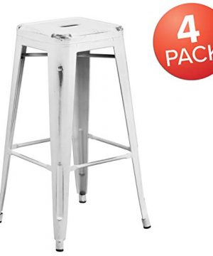 Flash Furniture Commercial Grade 4 Pack 30 High Backless Distressed White Metal Indoor Outdoor Barstool 0 1 300x360