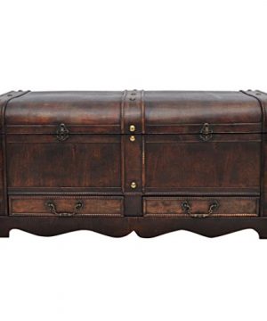 GOTOTOP Wooden Treasure Chest Old Fashioned Antique Vintage Style Storage Box Trunk Cabinet For Bedroom Closet Home Organizer Collection Furniture Decor 354 X 20 X 165 Inch 0 300x360