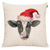 GTEXT Christmas Throw Pillow Cover Holiday Decor Farmhouse Cow Pillow Cover Cuhion Cover Case For Couch Sofa Home Decoration Pillows Linen 18 X 18 Inches 0 100x100