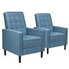 Giantex Set Of 2 Push Back Recliner Chair Modern Fabric Recliner WButton Tufted Back Accent Arm Chair For Living Room Bedroom Home Office Blue 0 100x100
