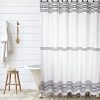 HALL PERRY Modern Block Farmhouse Shower Curtain With Tassels 100 Cotton Striped Fabric For Bathroom Grey And White 0 100x100