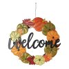HOMirable Welcome Wreath Pumpkin Fall Sign For Front Door 15 Inch Metal Thanksgiving Decor Rustic Farmhouse Signs Outdoor Home Wall Hanging Decoration For Autumn Harvest Halloween 0 100x100