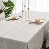Home Brilliant Fall Tablecloth Rectangle Lattice Stripe Table Cover For Party Wedding Table Halloween Decoration Holiday Oblong 52 X 86 Inches Light Linen 0 100x100
