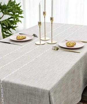 Home Brilliant Fall Tablecloth Rectangle Lattice Stripe Table Cover For Party Wedding Table Halloween Decoration Holiday Oblong 52 X 86 Inches Light Linen 0 300x360
