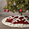 Ivenf Christmas Tree Skirt 48 Inches Luxury Red Burlap Snowflake With White Thick Plush Faux Fur Trim Skirt Rustic Xmas Tree Holiday Decorations 0 100x100