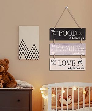 Jetec Bless Hanging Wall Sign Rustic Wooden Family Food Love Sign Decor Large Hanging Wall Sign Hanging Wood Wall Decoration For Home Kitchen Dining Room 0 2 300x360