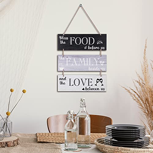 Jetec Bless Hanging Wall Sign Rustic Wooden Family Food Love Sign Decor Large Hanging Wall Sign Hanging Wood Wall Decoration For Home Kitchen Dining Room 0 4