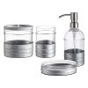 KMWARES Decorative Glass Bathroom Accessories Set 4PCs With Galvanized Metal Base Includes Hand Soap Dispenser Toothbrush Holder Soap Dish Tumbler Vintage FarmhouseIndustry Style 0 100x100