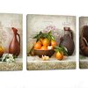 Kitchen Canvas Wall Art Vintage Fruits Flowers Artwork 12 X 12 X 3 Panels Retro Fruits Canvas Painting Modern Pictures Canvas Print Framed For Dining Room Home Wall Decor 0 100x100