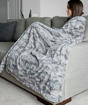 Large Super Soft Warm Elegant Cozy Faux Fur Home Throw Blanket 50 X 60 By Graced Soft Luxuries Marbled Gray 0 300x360