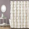 Lush Decor Ivory Ruffle Shower Curtain Floral Textured Shabby Chic Farmhouse Style Design 72 X 72 0 100x100