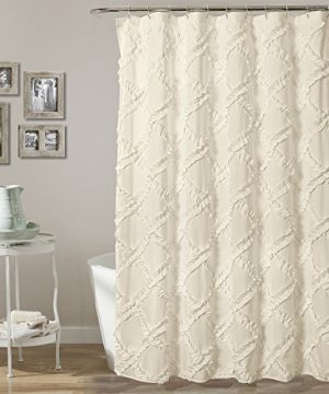 Lush Decor IvoryPale Yellow Ruffle Diamond Shower Curtain Textured Shabby Chic Farmhouse Style Design X 72 72 X 72 0 300x360