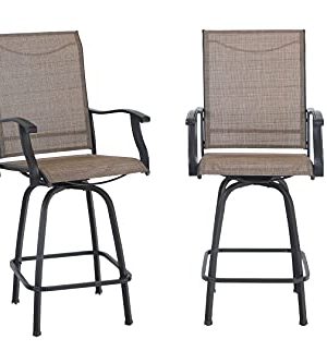 MFSTUDIO Outdoor Swivel Bar Stools Bar Height Patio Bistro Chairs With All Weather Steel Frame Set Of 2 0 300x333