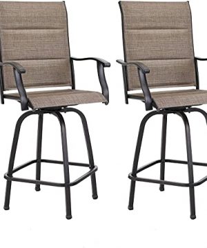 MFSTUDIO Patio Bar Set Of 2 Bar Stool Outdoor Height Swivel Chairs All Weather Patio Furniture With Quick Dry Foam Padded 0 300x360
