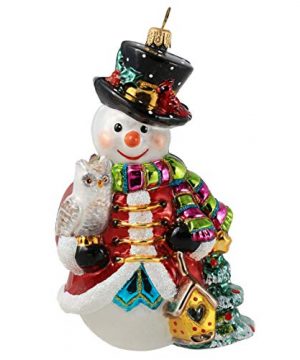 Miss Christmas 2021 Collection Fancy Snowman Blown Glass Christmas Tree Ornament Snowman In Holiday Colors 0 300x360