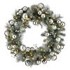 National Tree Company 30 Frosted Silver Pine Wreath With Battery Operated LED Lights Green 0 100x100