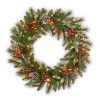 National Tree Company Lit Artificial Christmas Wreath Collection Flocked With Mixed Decorations And Pre Strung White LED Lights 30 Inch Frosted Pine 0 100x100