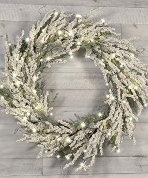 Red Co 30 Christmas Wreath With White Berries And Cedar Battery Operated LED Lights Artificial Home Decor For Fall And Winter 0 300x360