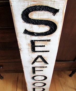 Seafood Sign 41x10 Carved In A Wood Board Rustic Distressed Fishmonger Shop Advertisement Farmhouse Style Restaurant Fish Wooden 0 300x360