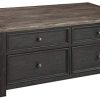 Signature Design By Ashley Tyler Creek Rustic Farmhouse Lift Top Coffee Table With Drawers Brown Black 0 100x100