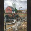 The Old Tractor By Ed Wargo 16x20 Saanen Goats Kids Red Barn Silo Windmill Farm Field Country Framed Art Wall Decor Picture 0 100x100