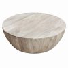 The Urban Port Distressed Mango Wood Coffee Table In Round Shape Light Brown 0 100x100