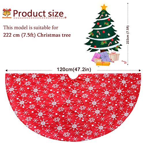 Townshine 48 Inch Red Christmas Tree Skirt Snowflakes Tree Skirt Double Layers Thick Xmas Tree Mat Holiday Party Decorations 0 1