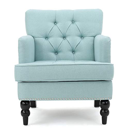 Tufted Club Chair Decorative Accent Chair With Studded Details Light Blue 0 0