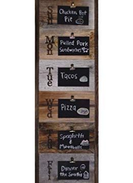 Weekly Menu Board Vertical Reclaimed Wood Sign With Clips And Mini Chalkboard Slats Vintage Farmhouse Kitchen Display Rustic Decoration 0 261x360