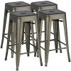 Yaheetech 30 Inches Metal Bar Stools High Backless Bar Height Stools Stackable ChairsSet Of 4Metal 0 100x100