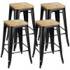ZENSTYLE 26 4 Set Stackable Barstools Counter Height Metal Bar Stools Kitchen Island Chairs With Square Wood Top For Indoor Outdoor 0 100x100