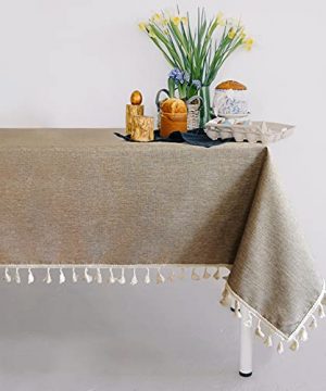 ZSASU Rectangle Tablecloth Polyester Waterproof Wrinkle Free Table Cloth Table Cover Decoration For Kitchen Dinning Halloween Christmas Oblong 52 X 70inch Light Coffee 0 300x360