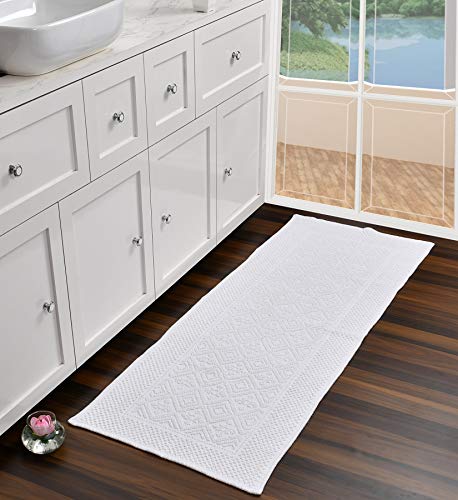 100 Cotton Runner Bath Rug Moroccan Inspired Bath Rug Extra Large Farmhouse Rug Ideal Cotton Rugs For Living Room Dining Room Entrance Kitchen 24X60 Inches White 0