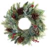 24 Inch Artificial Christmas Wreath Winter Frost Collection Natural Decoration Consisting Of Pinecones Red Berries Frosted Foliage And Miscellaneous Greenery 0 100x100
