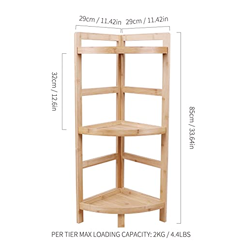 3-Tier Bamboo Shelf Storage Shelving Unit Kitchen Rack Corner Shelf 14x13x31.9" 