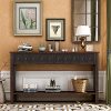 60 Long Console Table With Different Size Drawers And Bottom Shelf Rustic Sofa Table For Entryway HallwayBlack 0 100x100