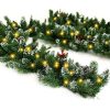 9Ft Pre Lit Christmas Garland Artificial Holiday PE Mixed Garland With Battery Operated 50 LED Lights Xmas Decoration Flocked Garland With Pine Cones And Timer For Walls Stairs Fireplaces 0 100x100