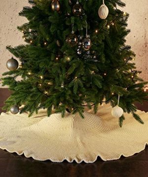 AOFEITE Ruffled Christmas Tree Skirt 48 Inches Large Christmas Tree Decoration 6 To 8ft Tall Trees Suitable Farmhouse Rustic Festive Xmas Holiday Decor Ivory 0 300x360