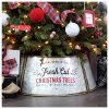AuldHome Galvanized Metal Christmas Tree Collar 23 Inch Diameter Base Small Size For Short Trees And Pencil Trees 0 100x100
