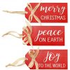 AuldHome Rustic Wood Tag Ornaments Set Of 3 Red Large Farmhouse Style Christmas Decorations For Large Christmas Trees Wreaths And More Merry Christmas Peace On Earth And Joy To The World 0 100x100