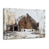 BATRENDY ARTS Farmhouse Rustic Wall Art Large Brown Barn Canvas Decor Modern Print Painting Country Style Pictures For Sitting Room Framed 0 100x100