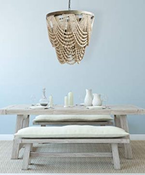 Beaded Chandelier Rustic Farmhouse Boho Light Fixture With Wooden Beads 2 Tier Draped Bead Chandelier 0 1 300x360