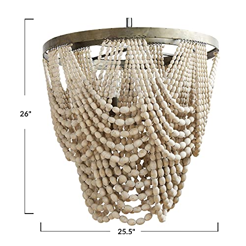 Beaded Chandelier Rustic Farmhouse Boho Light Fixture With Wooden Beads 2 Tier Draped Bead Chandelier 0 3