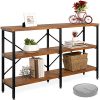 Best Choice Products 55in Rustic 3 Tier Console Sofa Table Industrial Foyer Table For Living Room Entry Way Hallway WEVA Non Scratch Feet Steel Frame Brown 0 100x100